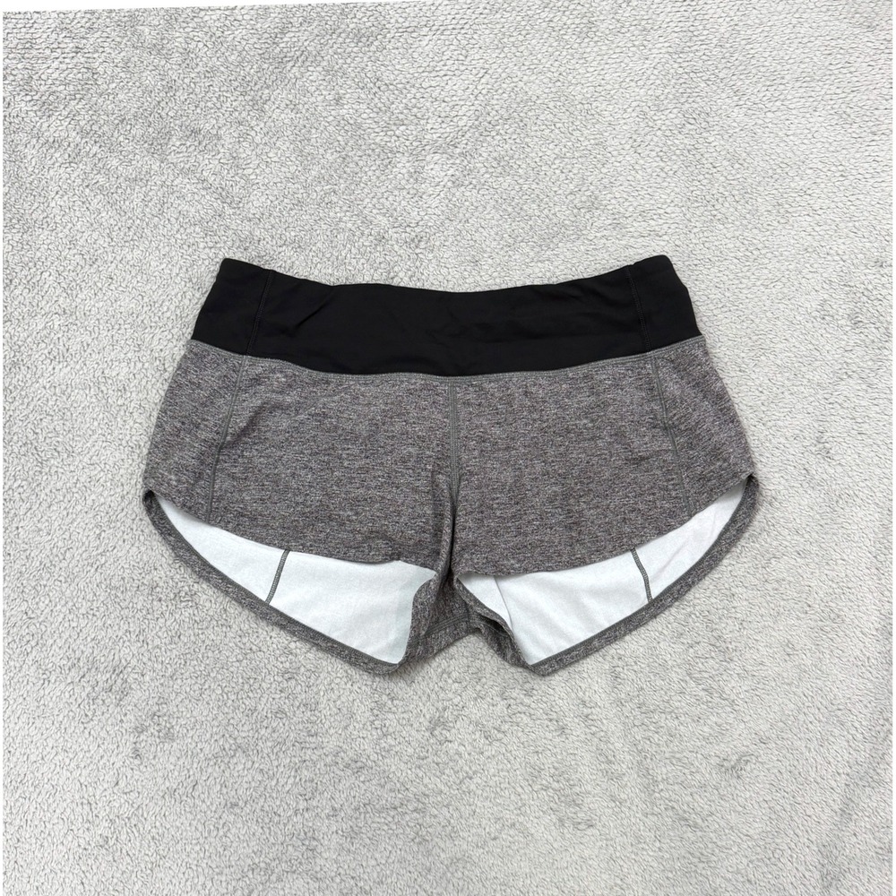 Lululemon Speed Up Short Women 8 Gray Black Low Rise Running Athletic